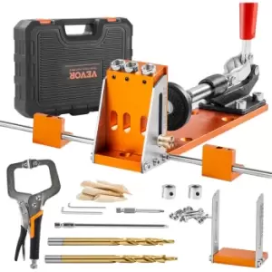 image of Pocket Hole Jig Kit, 34 Pcs Pocket Hole Jig System with 11' C-clamp, Fixture, Step Drills, Wrenches, Drill Stop Rings, Square Drive Bits, Toolbox,