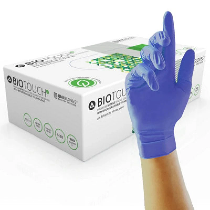 Image of Biotouch Single Use Glove Violet Blue Nitrile Powder Free Size Large (100 pack)