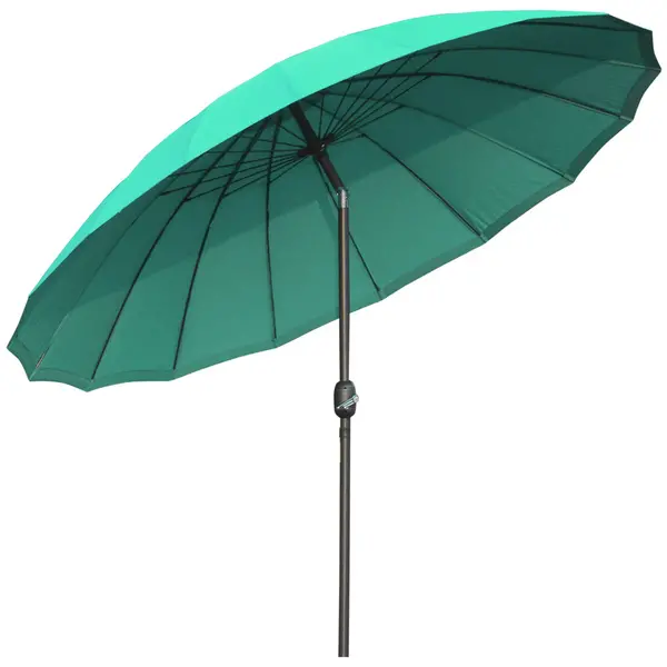 image of Outsunny 2.6m Round Curved Adjustable Parasol Sun Umbrella Metal Pole Green TJ Hughes 5056399121302