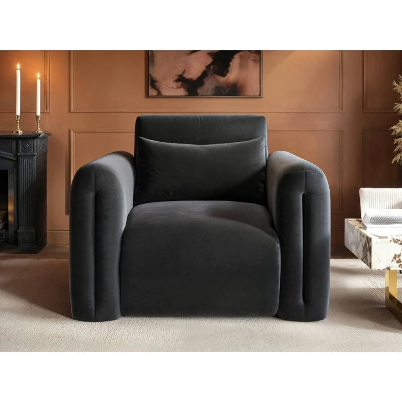 Image of Solace+Co Mabel Fabric Armchair in Grey Grey Unisex