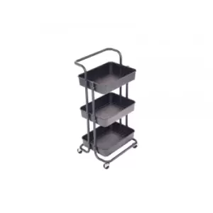 image of 3 Tier Black Household Kitchen Bathroom Storage Trolley