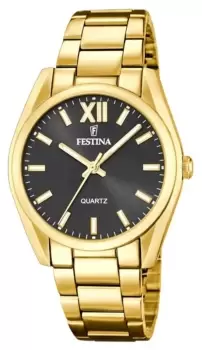 Image of Festina F20640/6 Ladies Gold-Toned Black Sunray Dial Watch