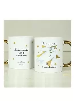 image of The Personalised Memento Company Personalised The Snowman Let It Snow Gold Handed Mug