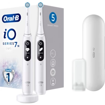 image of Oral B iO 7 Duo White Alabaster Replacement Heads Electric Toothbrush 2Pcs