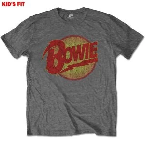 image of David Bowie - Diamond Dogs Logo Kids 7 - 8 Years T-Shirt - Grey