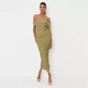 Missguided Mesh Bardot Midi Dress - Green