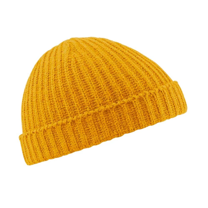 Image of Beechfield Beechfield Men Retro Trawler Winter Beanie Hat in Mustard Mustard One Size Male 5055747771794