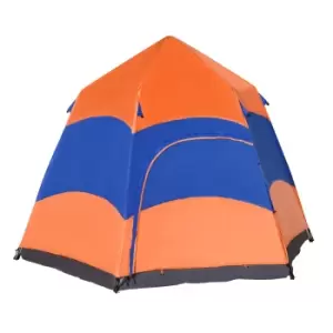 image of Outsunny Six Man Hexagon Pop Up Tent Camping Festival Hiking Shelter Family Portable