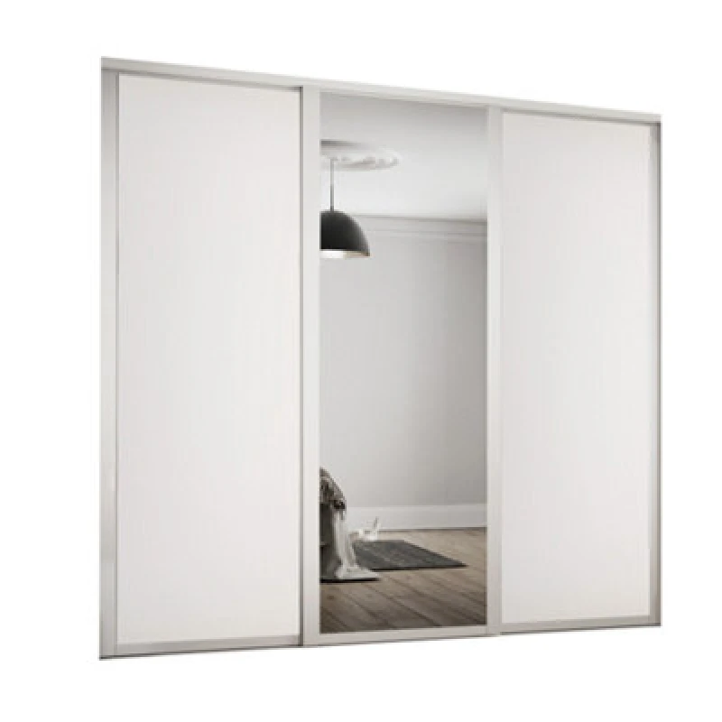 Image of Spacepro Shaker Panel Shaker Mirrored 3 Door Sliding Wardrobe Door Kit (H)2220mm (W)1680mm