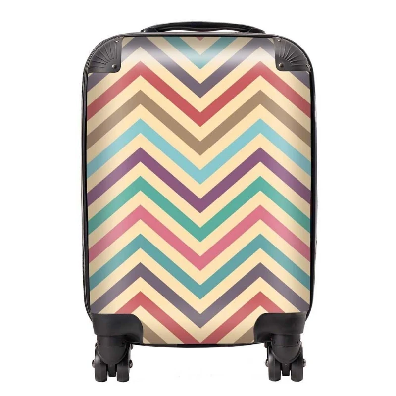 Image of Warren Reed - Designer Geometric Vintage Colored Chevron Pattern Suitcase in Green Size: Small Green Unisex Small