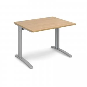 image of TR10 Straight Desk 1000mm x 800mm - Silver Frame Oak Top