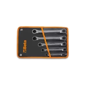 image of Beta Tools 195 /B5 5pc Double End Flat BiHex Ratchet Ring Wrench Set 001950066