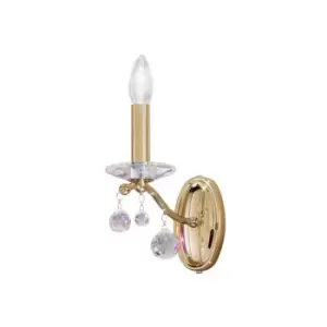 image of Carmen Classic Crystal Candle Wall Light Polished Gold, 1x E14