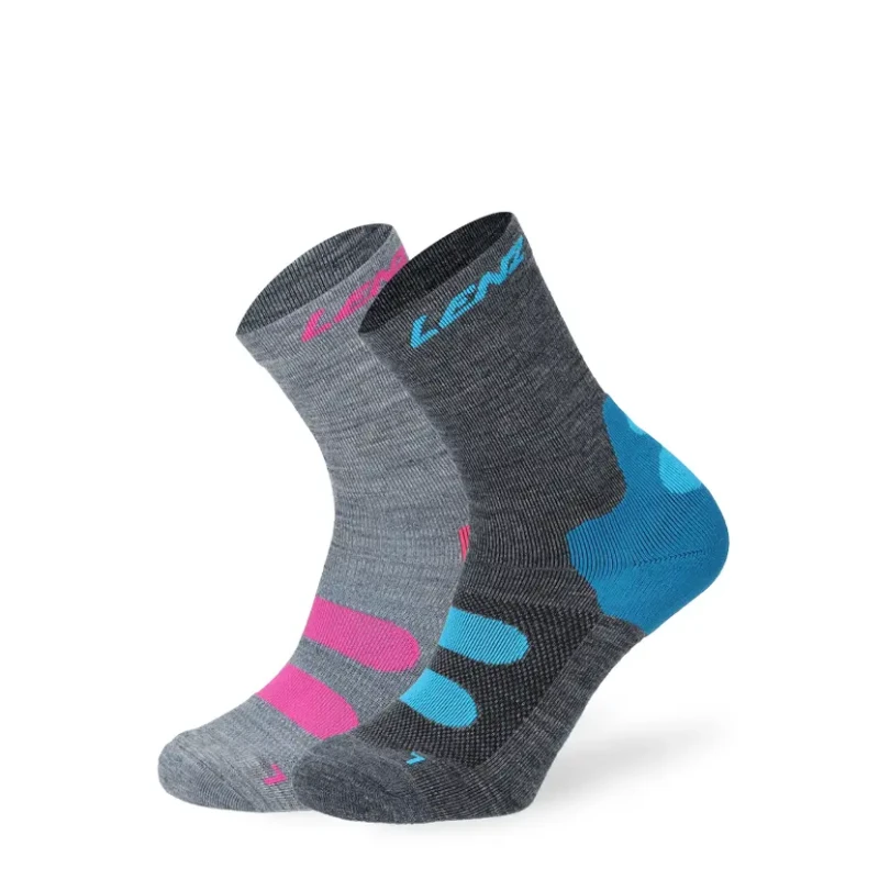 Image of Lenz Outdoor 1.0 Socks - Pack of 2, grey-pink-blue, Size 35 - 38 for Men
