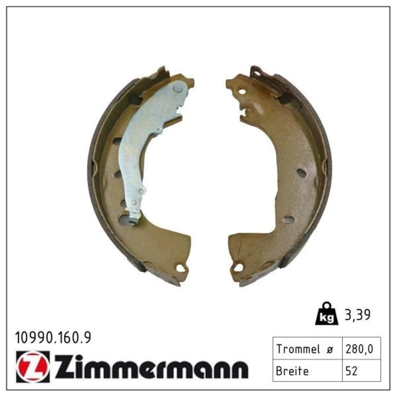 Image of ZIMMERMANN Brake Shoe Set ZIMMERMANN 10990.160.9