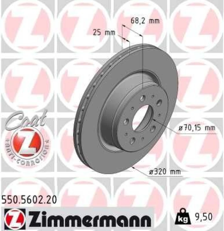 Image of ZIMMERMANN Brake disc ZIMMERMANN 550.5602.20