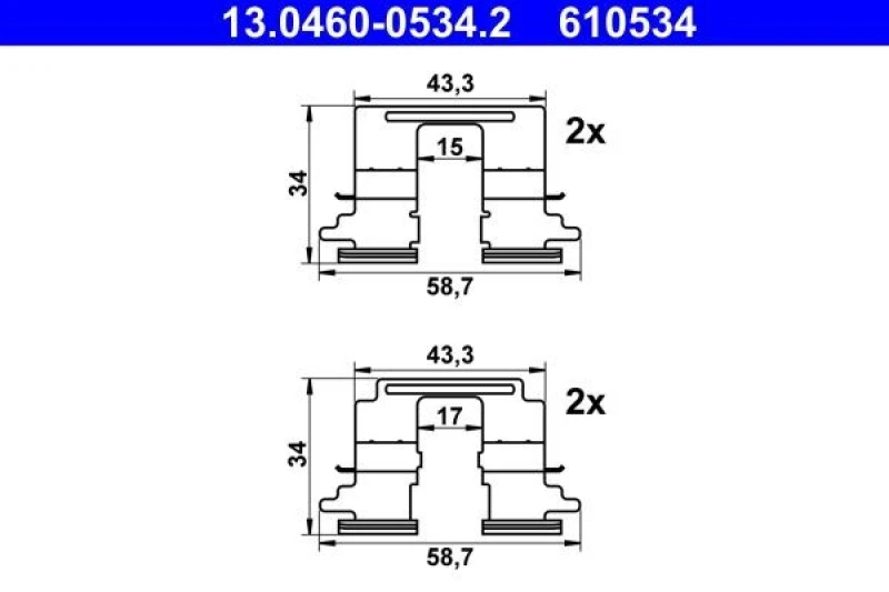 Image of Brake pad fitting kit ATE 13.0460-0534.2