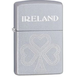 Image of Zippo Shamrock Satin Chrome Windproof Lighter