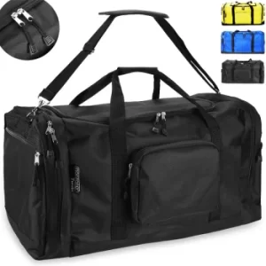 image of Duffel Bag 90L Sport Travel Luggage Gym Pocket Large Transport Black Yellow Blue Black