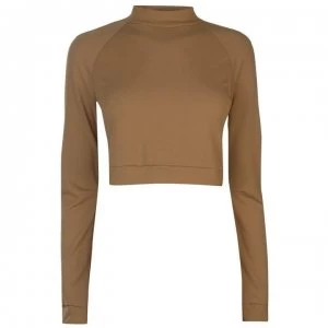 image of adidas Long Sleeve Crop T Shirt Ladies - Raw Desert