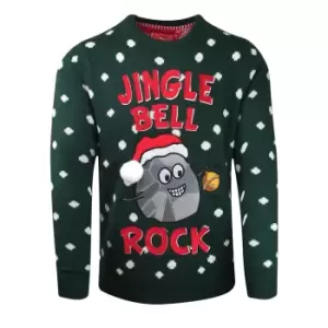 Image of Brave Soul Mens Jingle Bell Rock Christmas Jumper (L) (Pine Green)