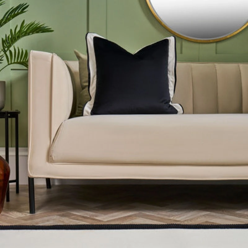 Image of OHS OHS 2 Pack Matte Velvet Oxford Edge Square Cushion Covers, Black/White Size: 45cm x 45cm Black 45cm x 45cm Unisex 5027434226283