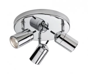 Image of 3 Light Flush Bathroom Ceiling Light Chrome IP44, GU10