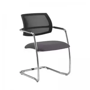 image of Tuba chrome cantilever frame conference chair with half mesh back -