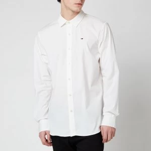 Image of Tommy Jeans Mens Original Stretch Long Sleeve Shirt - Classic White - L