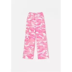 Missguided Print Split Hem Cargo - Pink