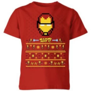 Image of Marvel Avengers Iron Man Pixel Art Kids Christmas T-Shirt - Red - 11-12 Years