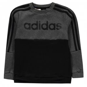 Image of adidas Large Logo Crew Sweatshirt Junior Boys - DkGreyMarl/Blk