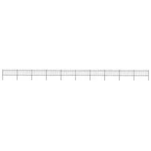 Image of Vidaxl Garden Fence With Spear Top Steel 17X0.8 M Black