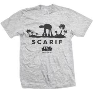 Image of Star Wars - Rogue One At-At Silhouette Scarif Unisex Large T-Shirt - Grey