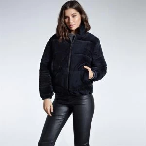 image of Firetrap Velvet Puffer Jacket - Black