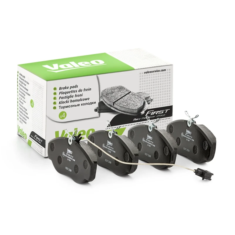 Image of VALEO 301429 Brake pad set Front Axle, with integrated wear warning contact, FIRST, without anti-squeak plate Brake Pad Set,disc brake (402)