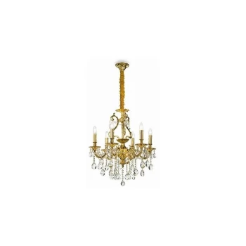 Image of Ideal Lux Gioconda - 6 Light Crystal Chandelier Antique Gold Finish, E14