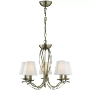 image of Andretti 5 Light Multi Arm Ceiling Pendant Antique Brass with Shades, E14