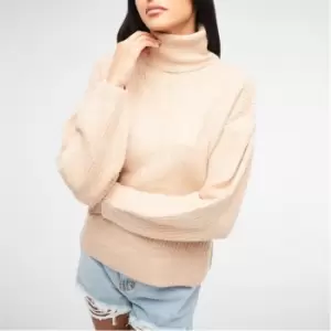 image of Missguided Petite Roll Neck Jumper - Beige