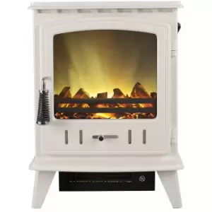 Adam Fires - Adam Aviemore Freestanding Stove Fire Heater Heating Real Log Effect Flame Cream