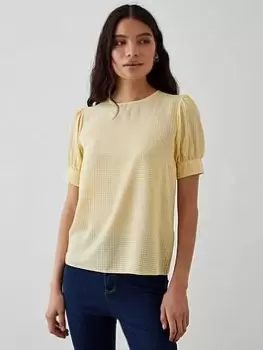 Dorothy Perkins Seersucker Blouse - Lemon, Yellow, Size 12, Women