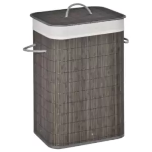 image of HOMCOM Collapsible Clothes Hamper with Lid Handles Removable Lining - Grey