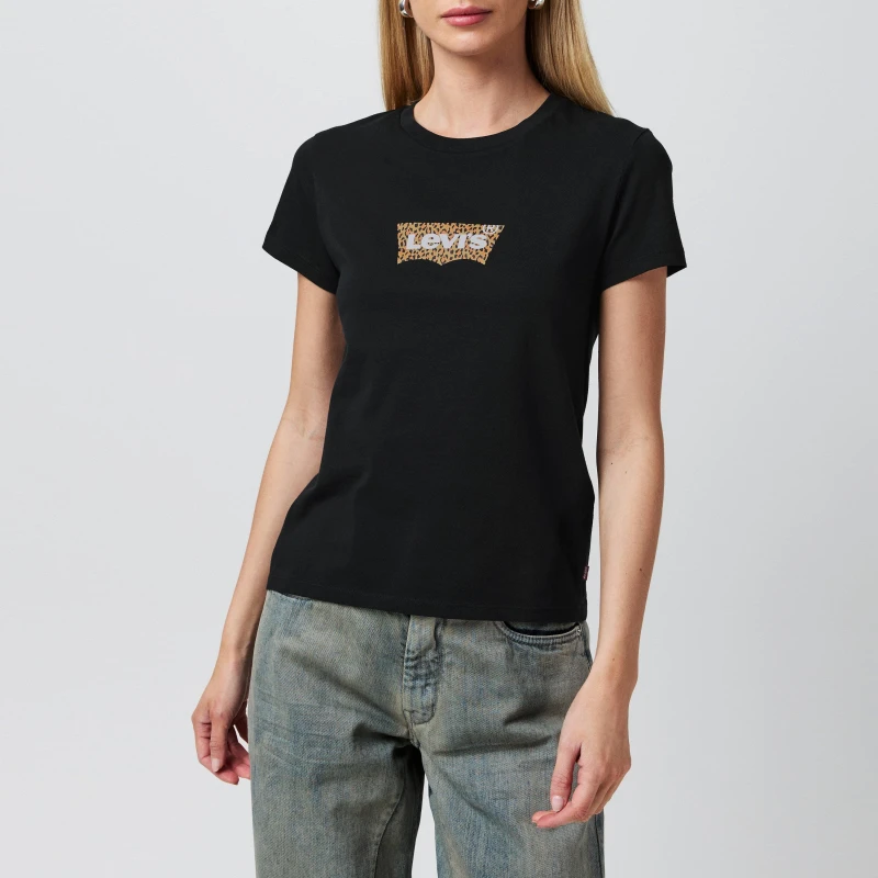 Image of Levis Levis Print T-Shirt - Black 8 Female