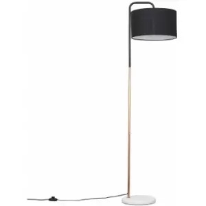 image of Metal & Marble Floor Lamp + Cotton Shade - Copper