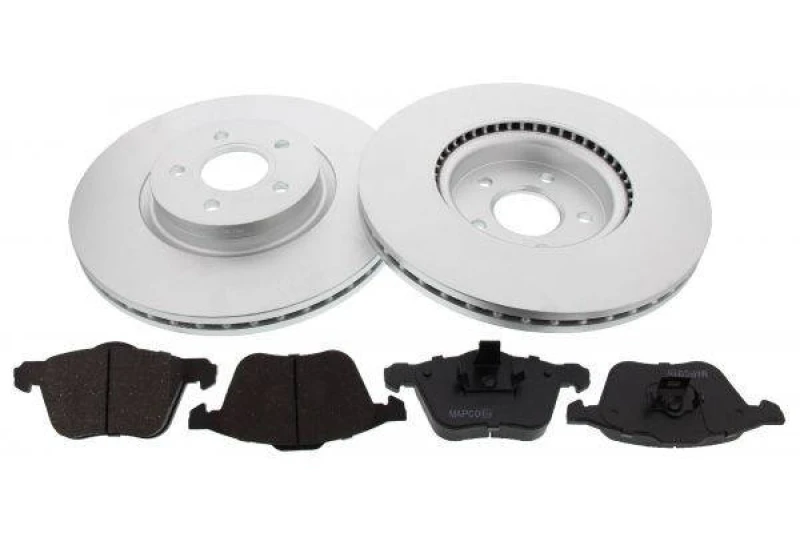 Image of MAPCO 47827HPS Brake disc and pads set Front Axle, Brake Disc Type: Vented, incl. wear warning contact, with anti-squeak plate Brake Set,disc brakes