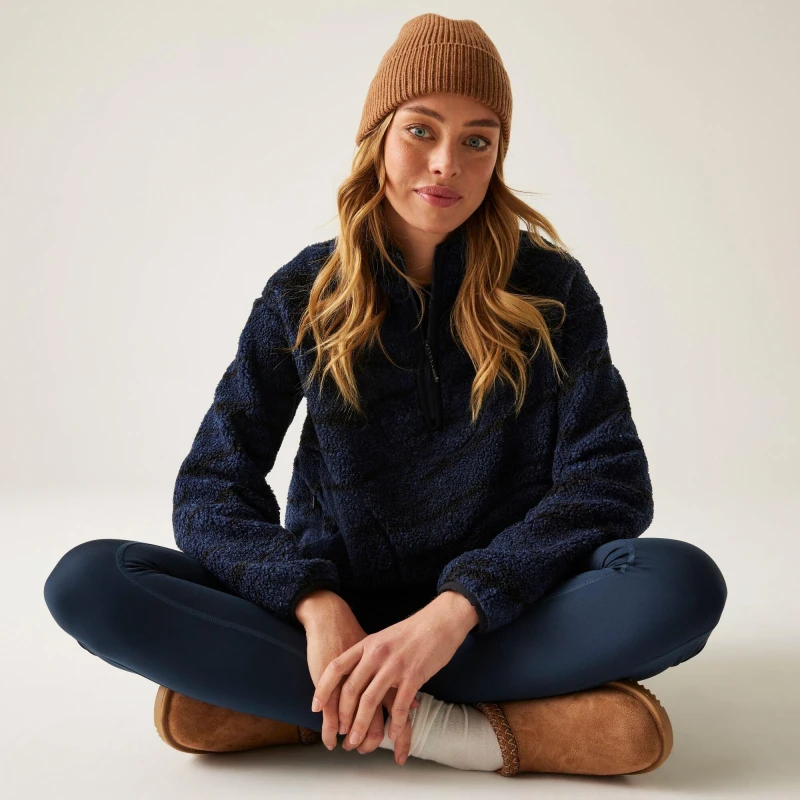 Image of Regatta Womens Frankie Borg Half Zip Fleece Navy Blue female 12