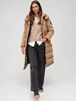Image of Superdry Vintage Everest Longline Parka - Brown, Size 14, Women