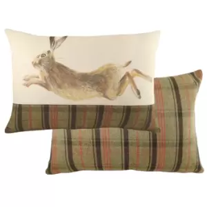 Image of Hunter Leaping Hare Rectangular Cushion Multicolour