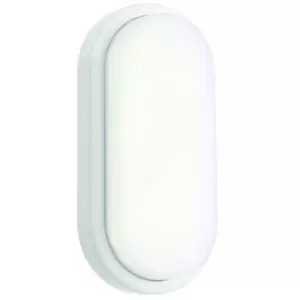 Image of IP54 Outdoor Oval Bulkhead Wall Light Matt White 12W Cool White LED Ceiling Lamp