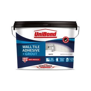 image of UniBond UltraForce Ready mixed Ice white Tile Adhesive & grout 12.8kg